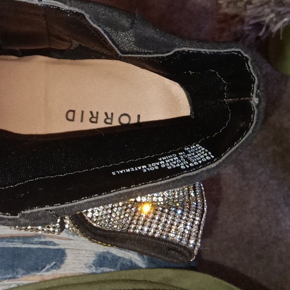 Torrid faux black suede ankle boot with rhinestone bow - Picture 7 of 7